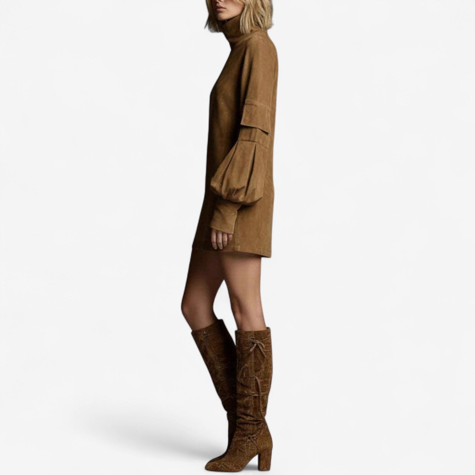 Regent Whisper™ | Suede Turtleneck Mini Dress