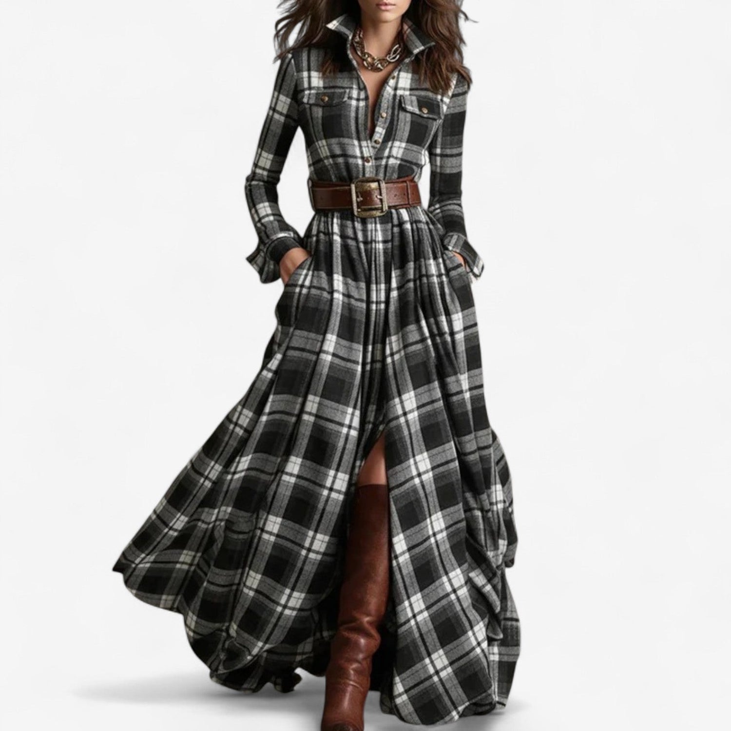 ChelseaGrove™ | Relaxed Fit Plaid Dress