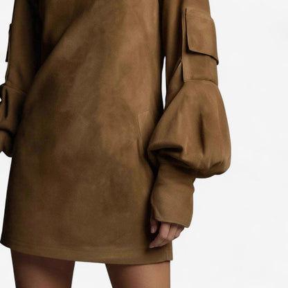 Regent Whisper™ | Suede Turtleneck Mini Dress