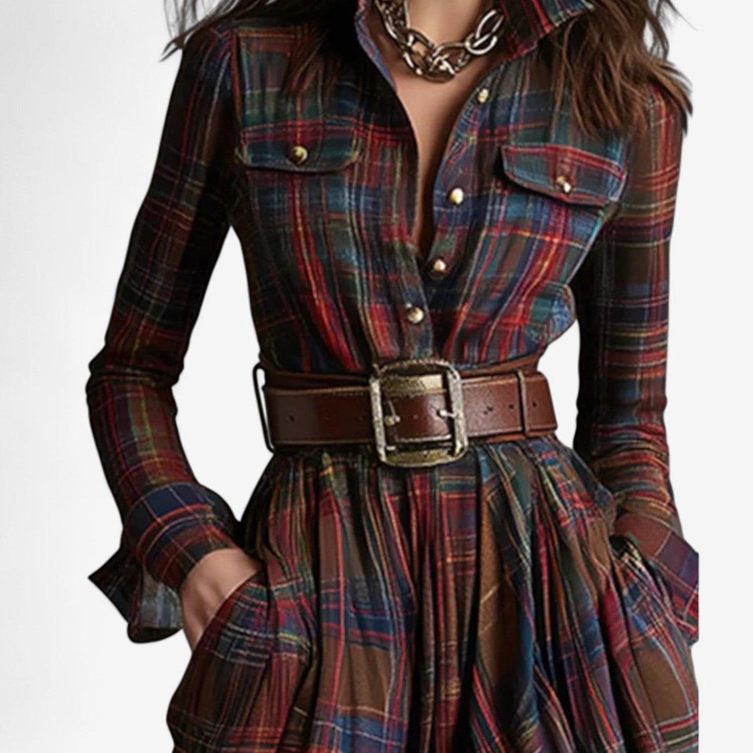 ChelseaGrove™ | Relaxed Fit Plaid Dress