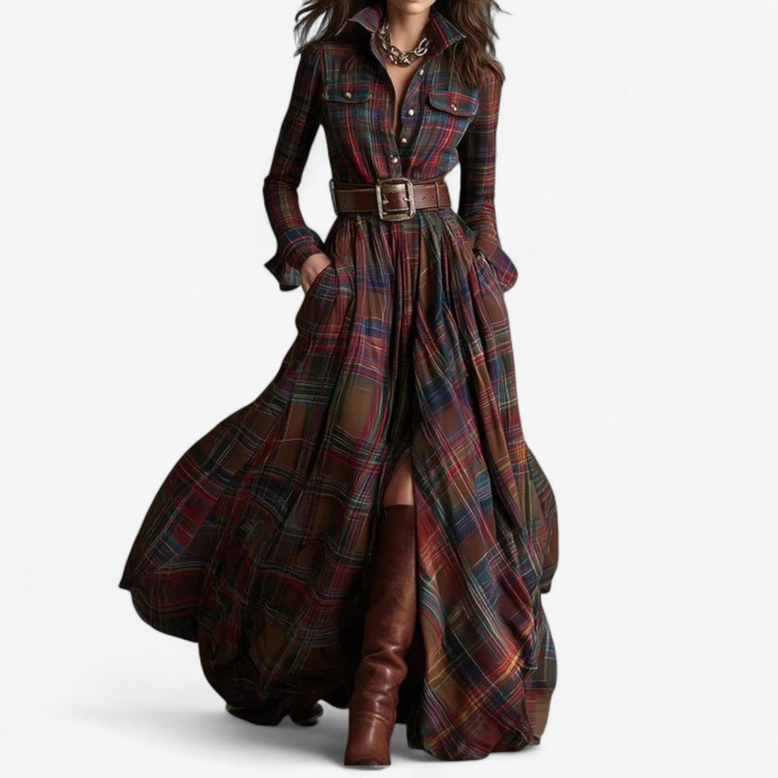 ChelseaGrove™ | Relaxed Fit Plaid Dress