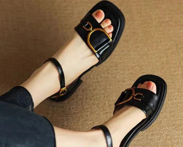 ChelseaStride™ | Square-Toe Buckled Sandals