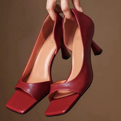 Mayfair Scribe™ | Leather Square-Toe Heels