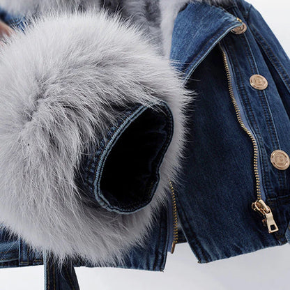 Aldermere Luxe™ | Fur-Collar Denim Jacket