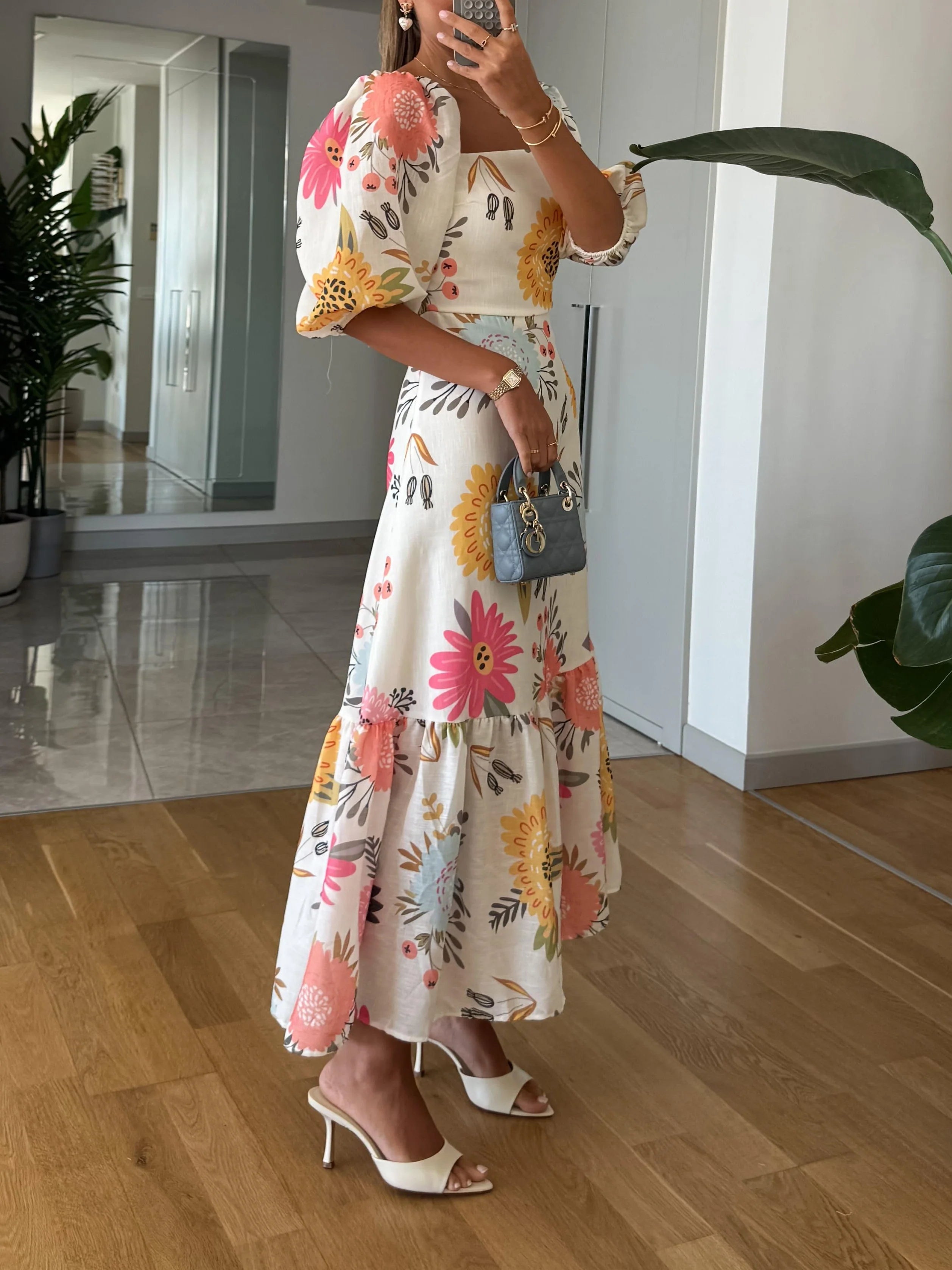 Cotton &amp; Bloom™ | Square-Neck Floral Maxi Dress
