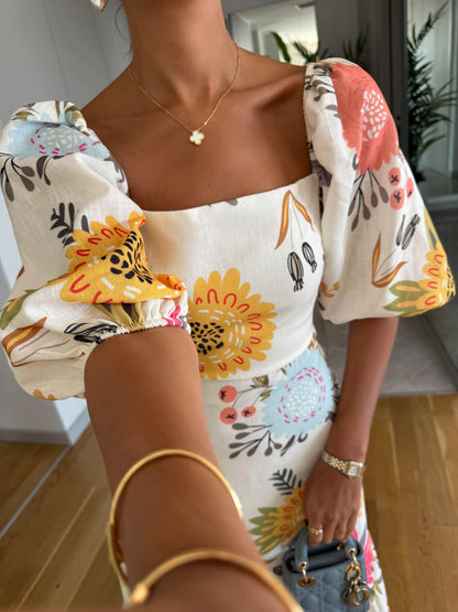 Cotton &amp; Bloom™ | Square-Neck Floral Maxi Dress