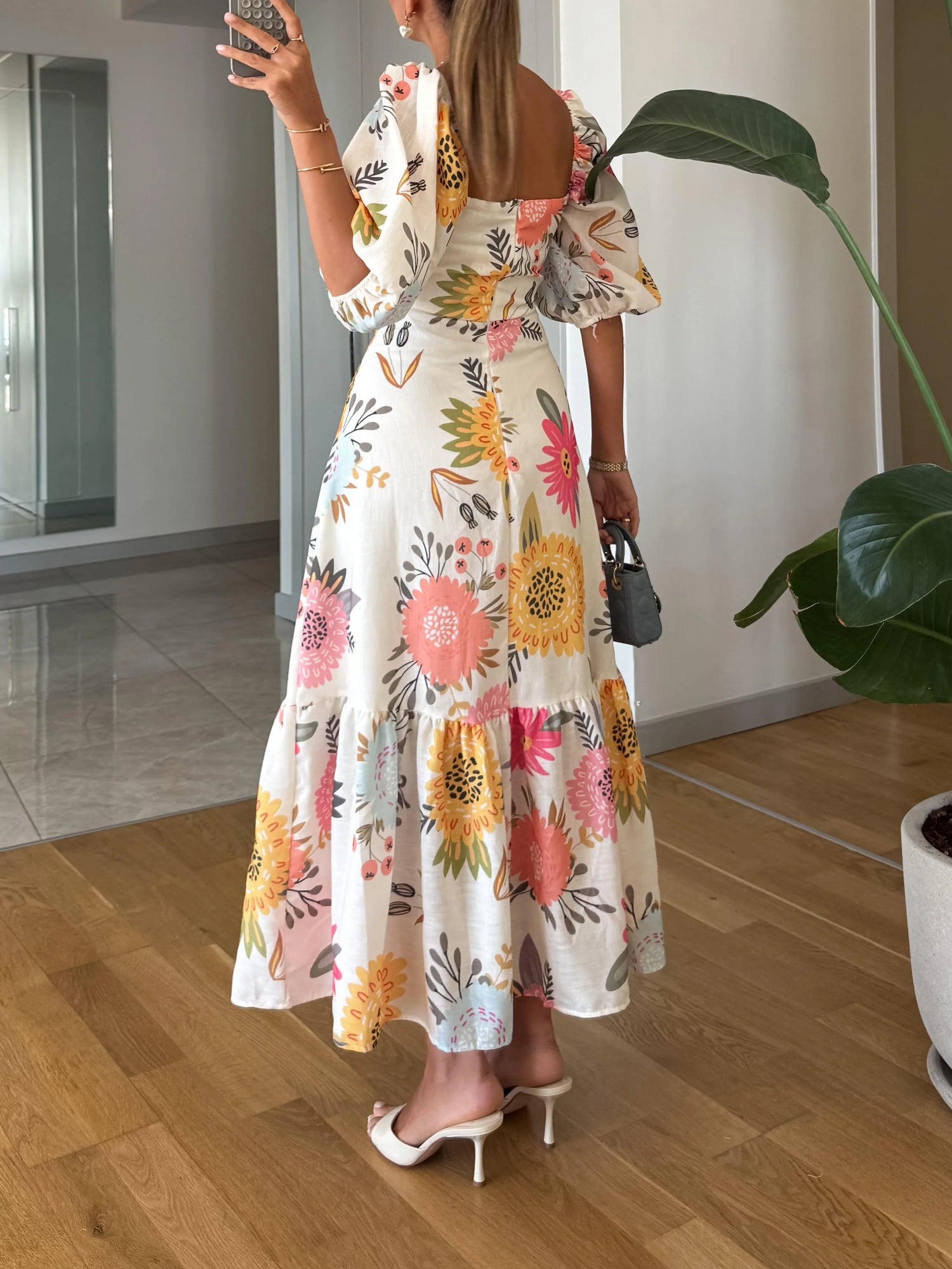 Cotton &amp; Bloom™ | Square-Neck Floral Maxi Dress