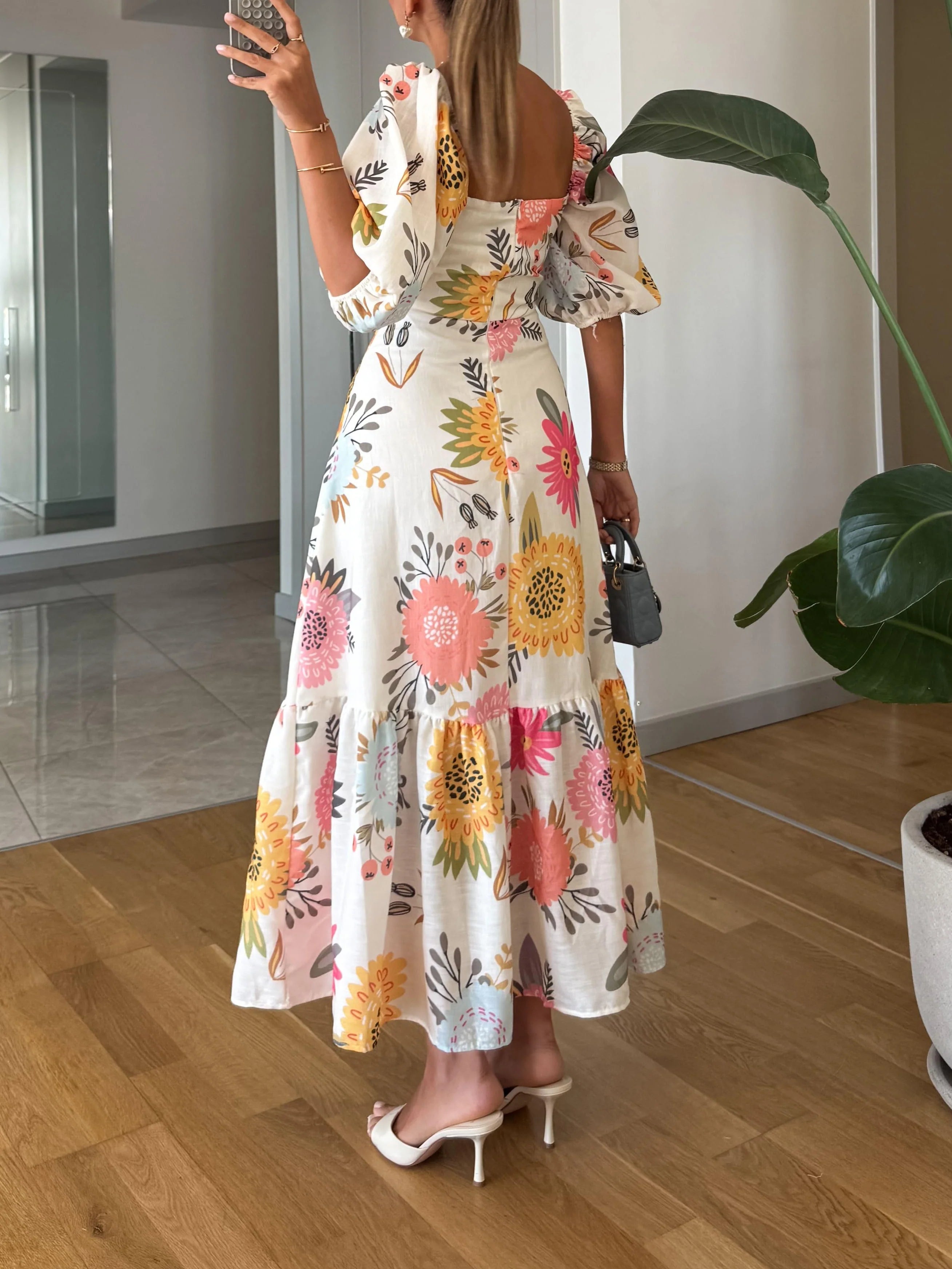 Cotton &amp; Bloom™ | Square-Neck Floral Maxi Dress