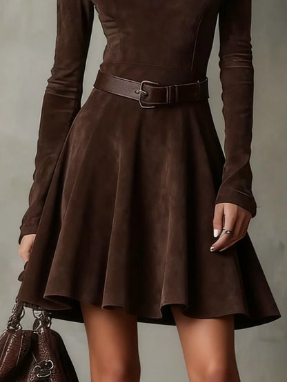Aurora Moss™ | Velvet Autumn Mini Dress