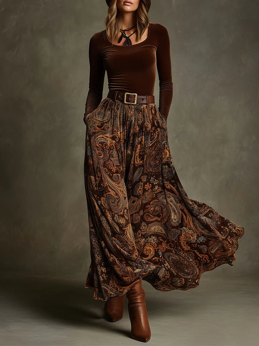 Marianne Quinn™ | The Hollister Velvet Top, Skirt &amp; Belt Set