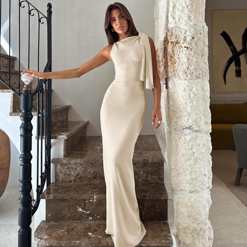Clara™ | Diagonal‑Neck Bardot Dress