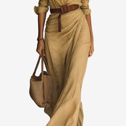 Thames Tailor™ | Lapel-Wrap Maxi Dress