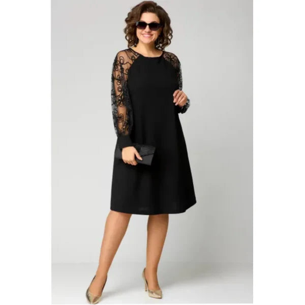 Elora™ | Lace‑Panel Patchwork Dress