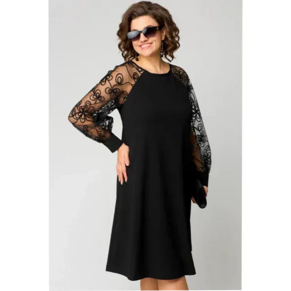 Elora™ | Lace‑Panel Patchwork Dress
