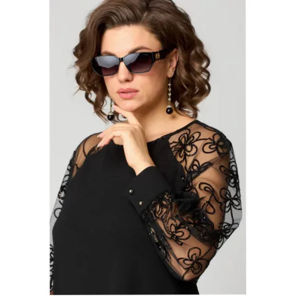 Elora™ | Lace‑Panel Patchwork Dress